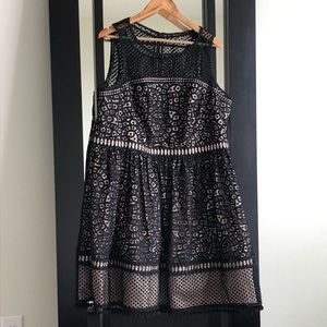 Black lace knees length party dress